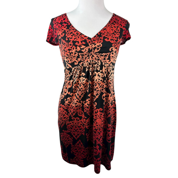Soma Ombre Damask Short Sleeve V-Neck Jersey Mini Lightweight Sleep Dress Large - Picture 9 of 9